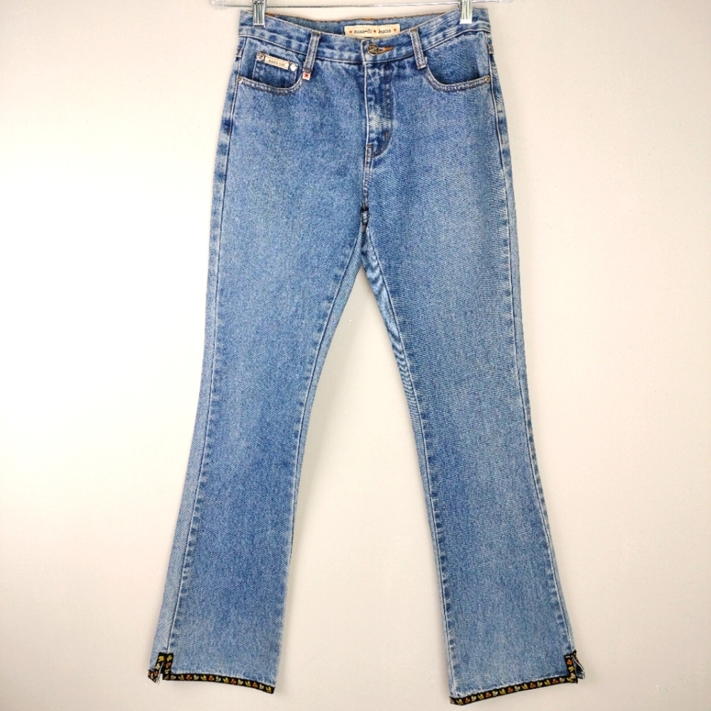 Zana•di Jeans Vintage 90's Y2K High Waist 100% Cotton w/ Butterfly Trim Sz. 1